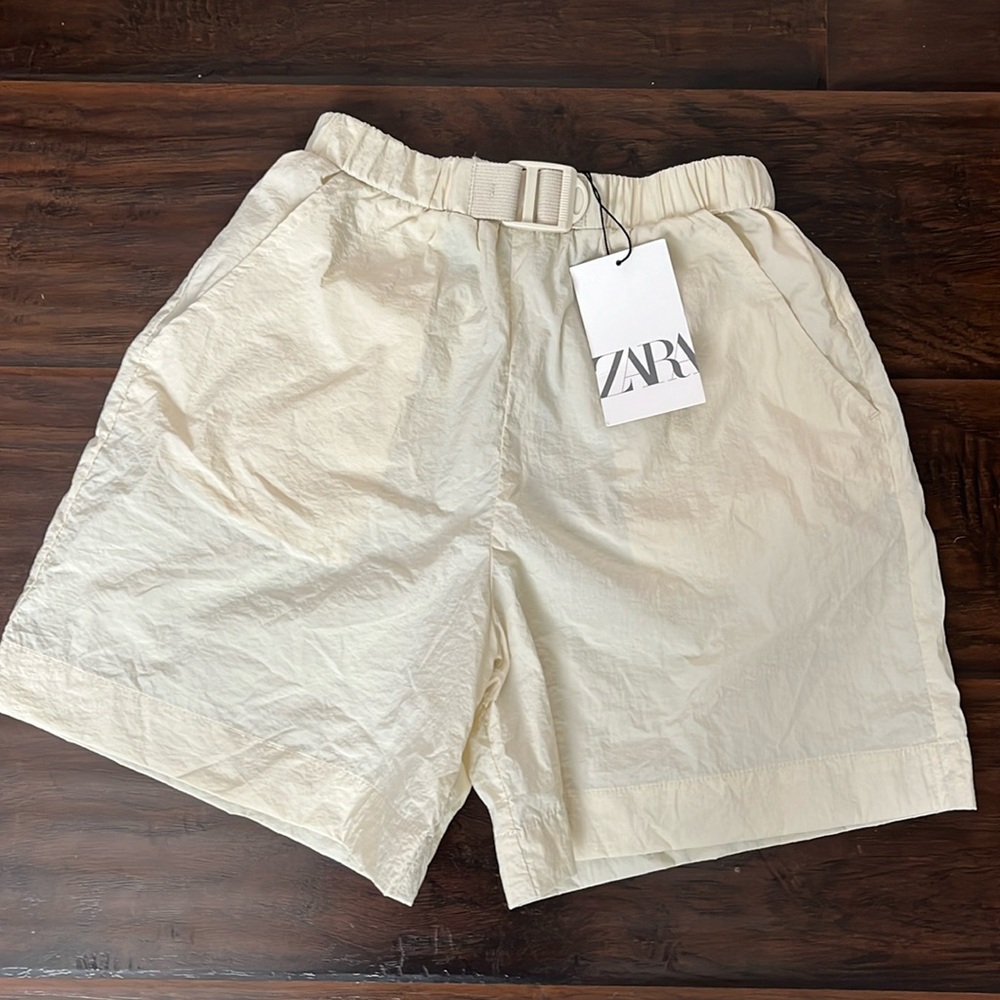 Zara Girls Casual Parachute Shorts Size 9-10 Cream
